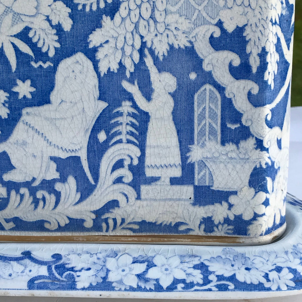 Large 19th Century Blue & White Cheese Dish - Pattern Detail - 5
