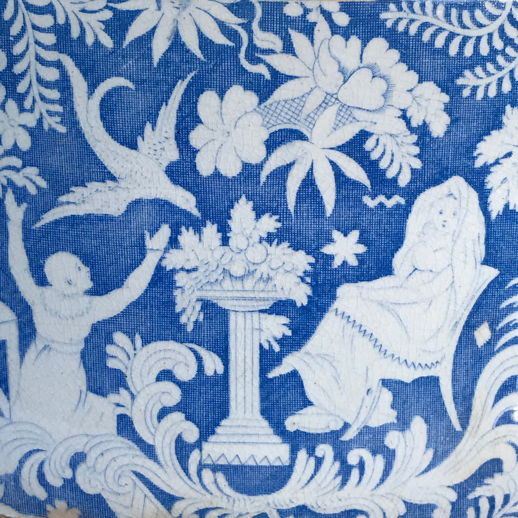 Large 19th Century Blue & White Cheese Dish - Pattern Detail - 4