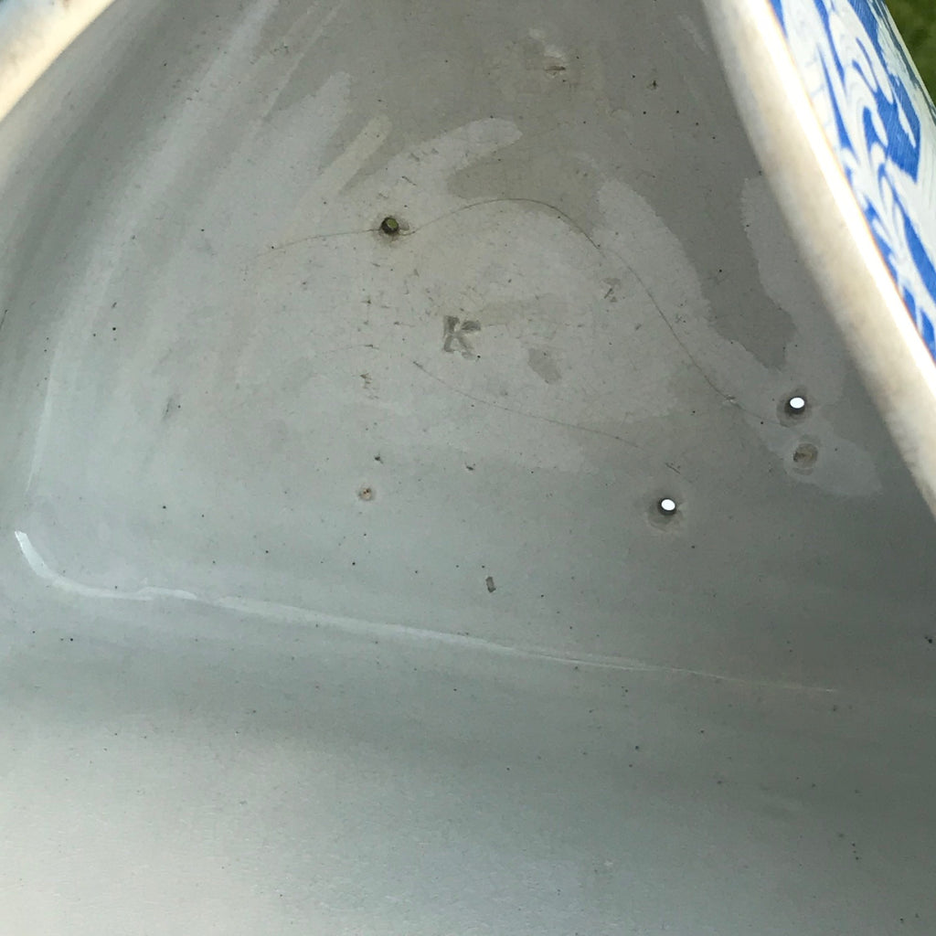 Large 19th Century Blue & White Cheese Dish - Inside Cover View - 7