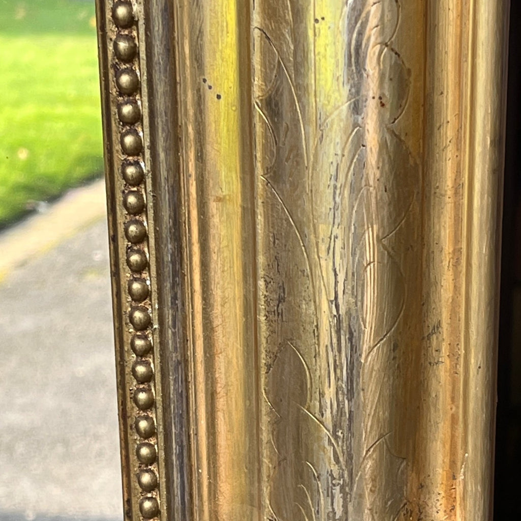 Antique French Gilt Mirror with Ornate Cresting - Detail View - 3