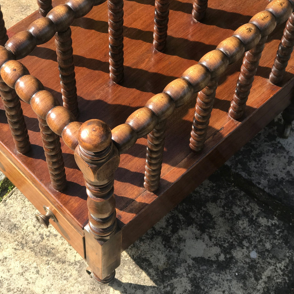 Victorian Mahogany Bobbin Turned Canterbury - Detail View - 3