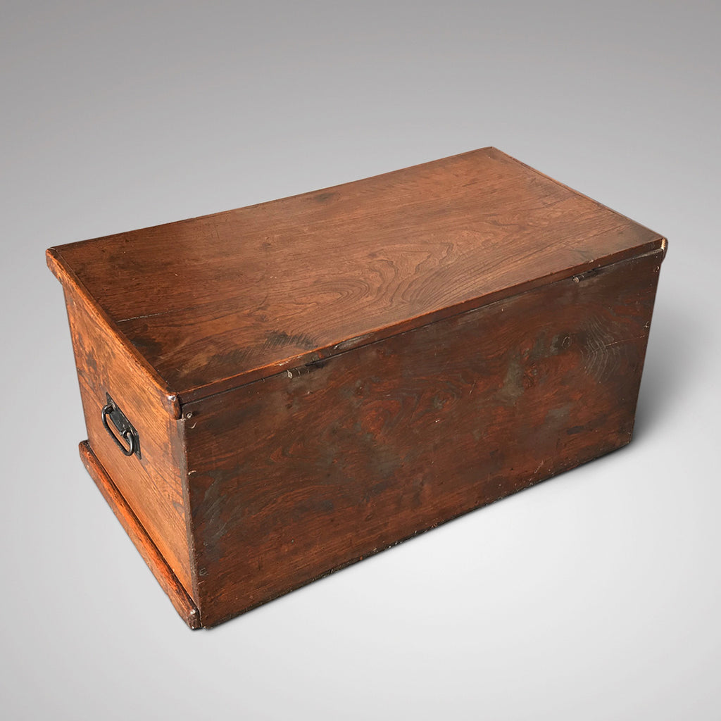 19th Century Elm Blanket Box - Back & Top View - 3