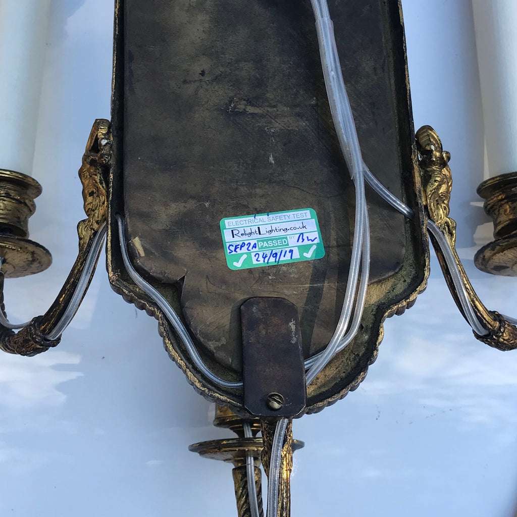 Pair of 19th Century Gilt Brass Girandoles - Back View - 4