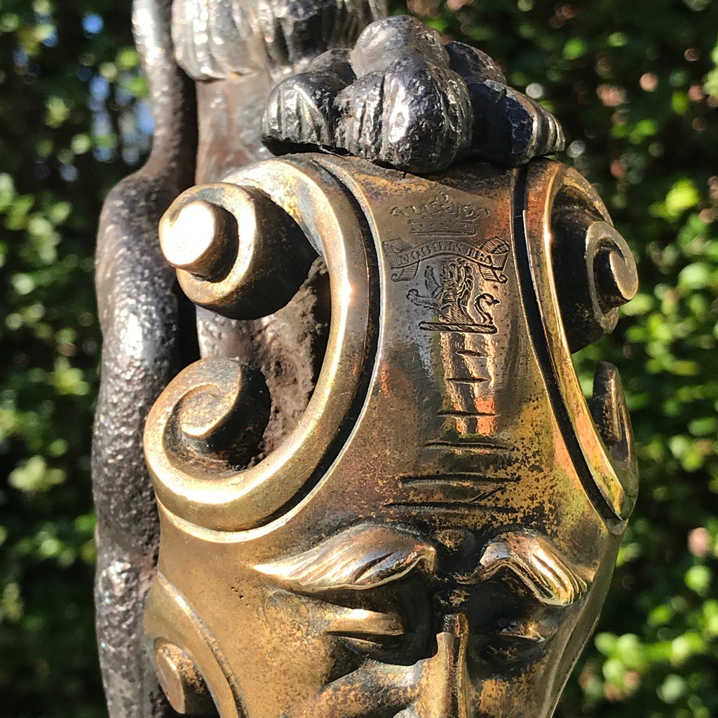 19th Century Iron Door Porter with Stuart Clan Crest - Detail View - 5