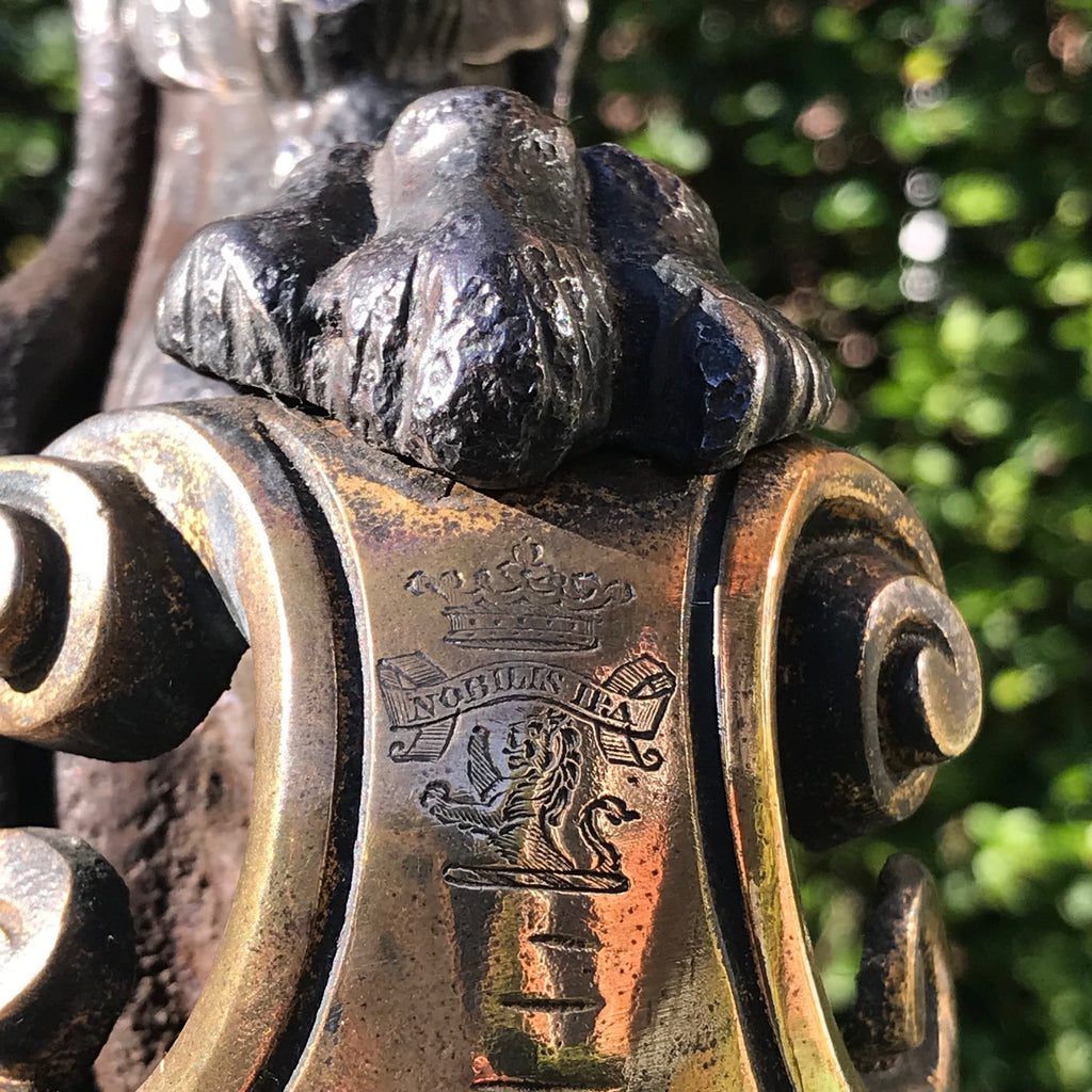 19th Century Iron Door Porter with Stuart Clan Crest - Detail View - 6