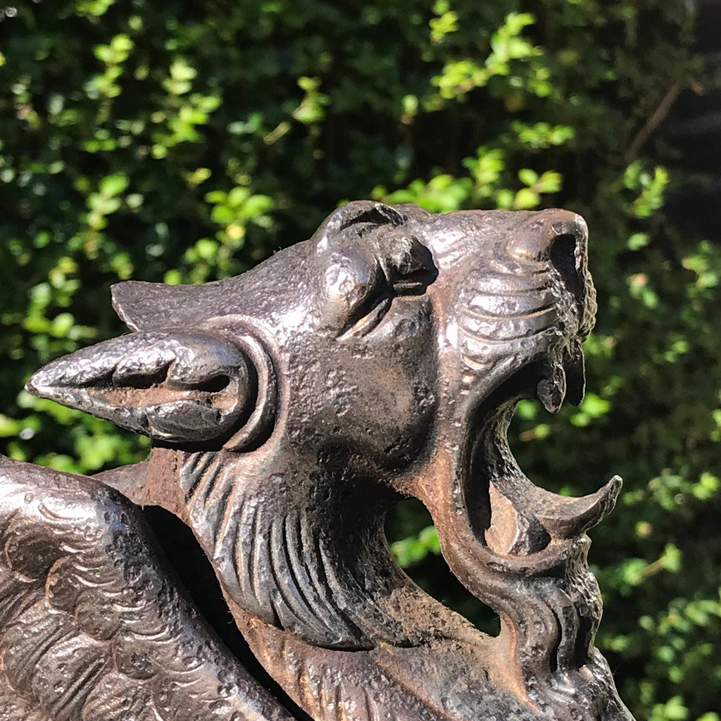 19th Century Iron Door Porter with Stuart Clan Crest - Detail View - 3