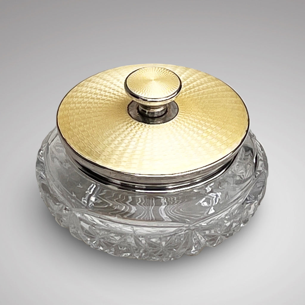 Art Deco Cut Glass Silver & Enamel Powder Bowl - Main View - 1