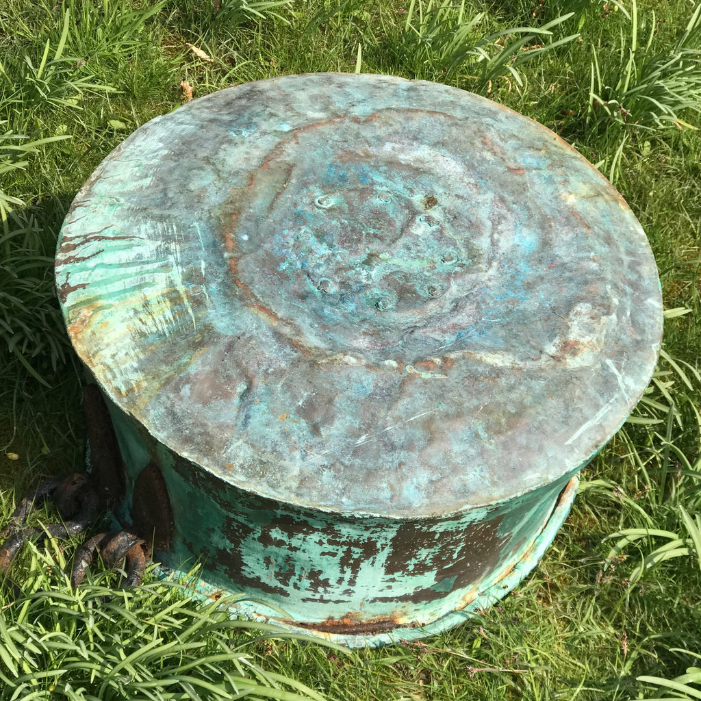 Large 19th Century Verdigris Copper Pot - Detail View - 6