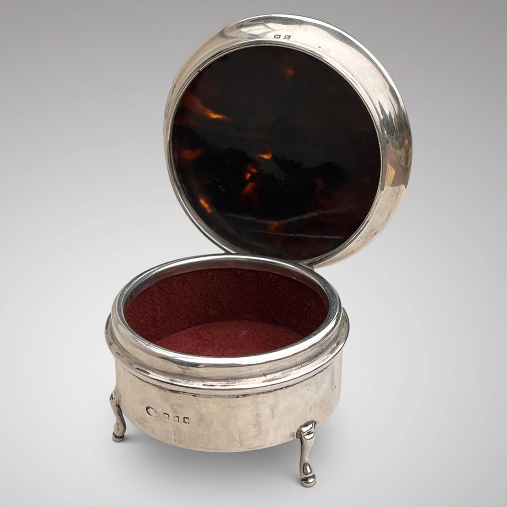 Antique Silver & Tortoiseshell Jewellery Box - Inside View - 2