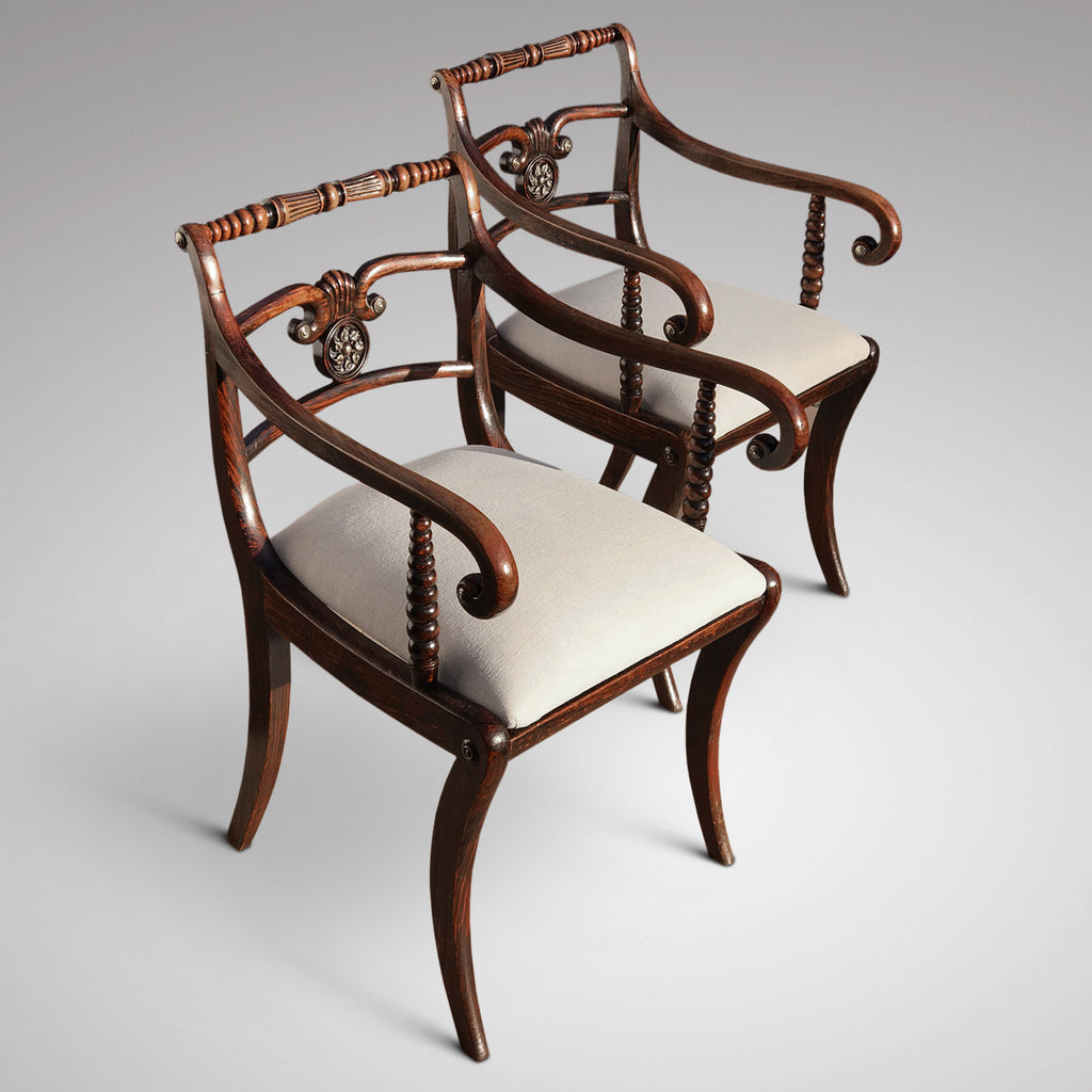 Set of Six Regency Painted Dining Chairs - View of Carvers - 2