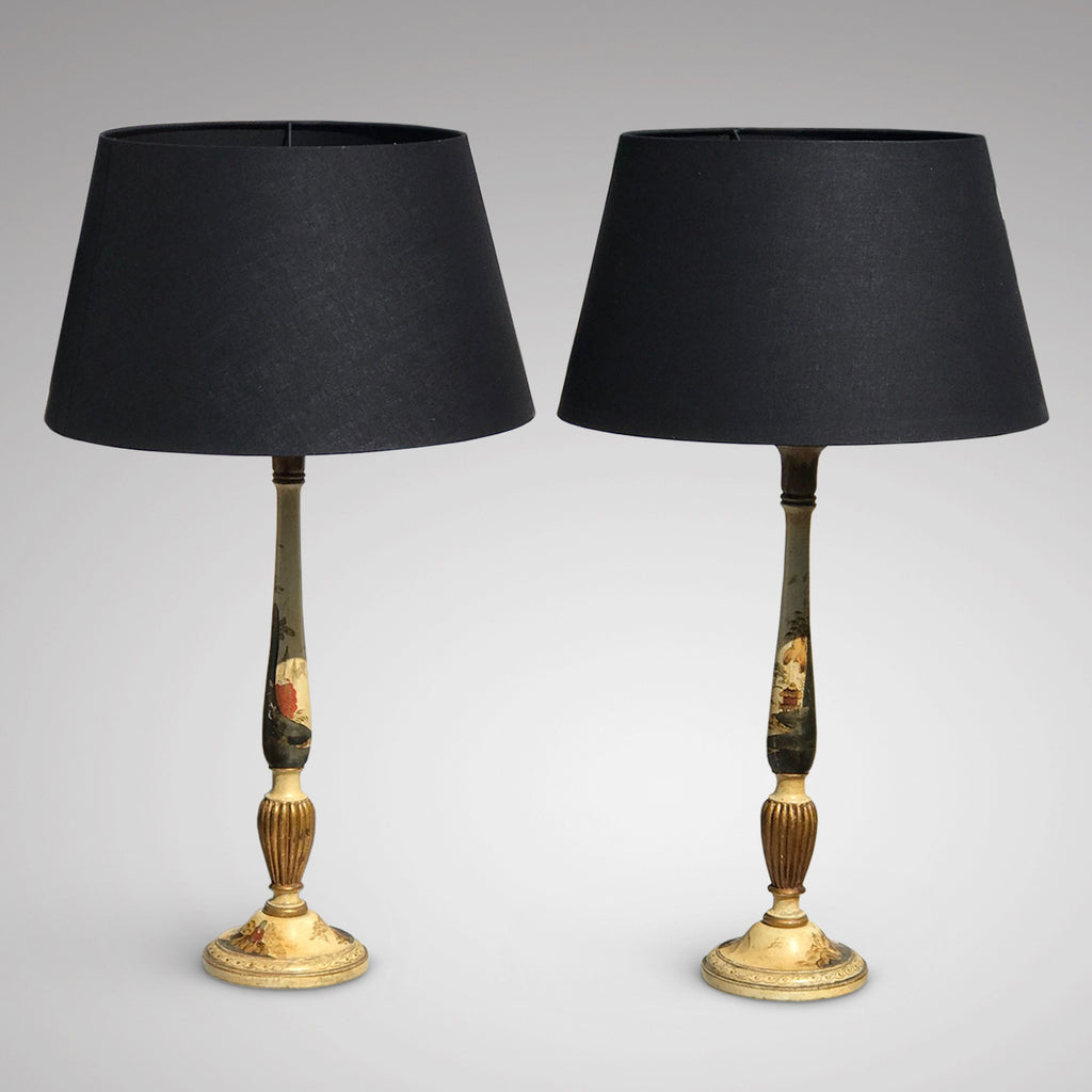 Near Pair Chinoiserie Painted Table Lamps - Main View - 1