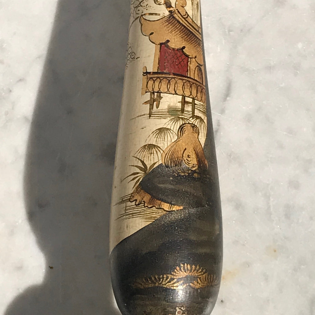 Near Pair Chinoiserie Painted Table Lamps - Detail View - 7