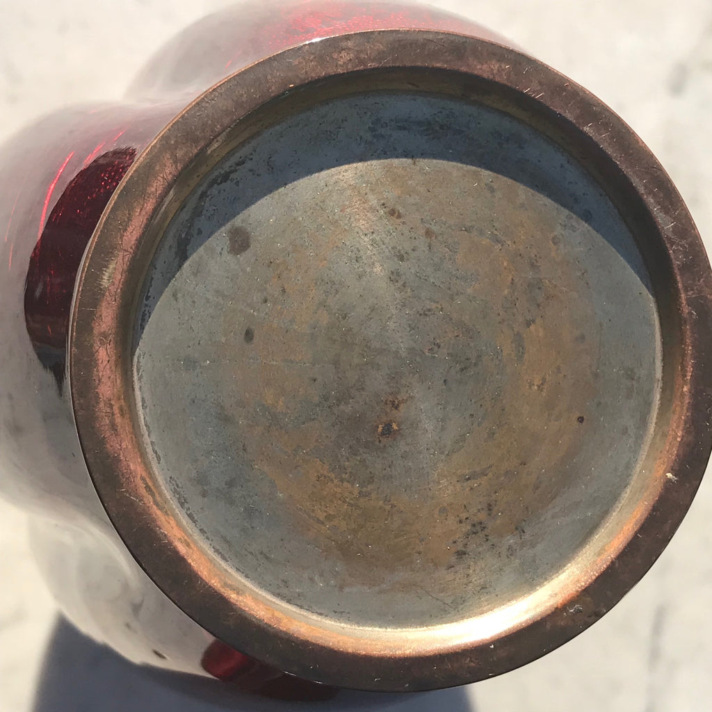 Large Pair of Japanese Red Enamel Vases - View of Base - 8