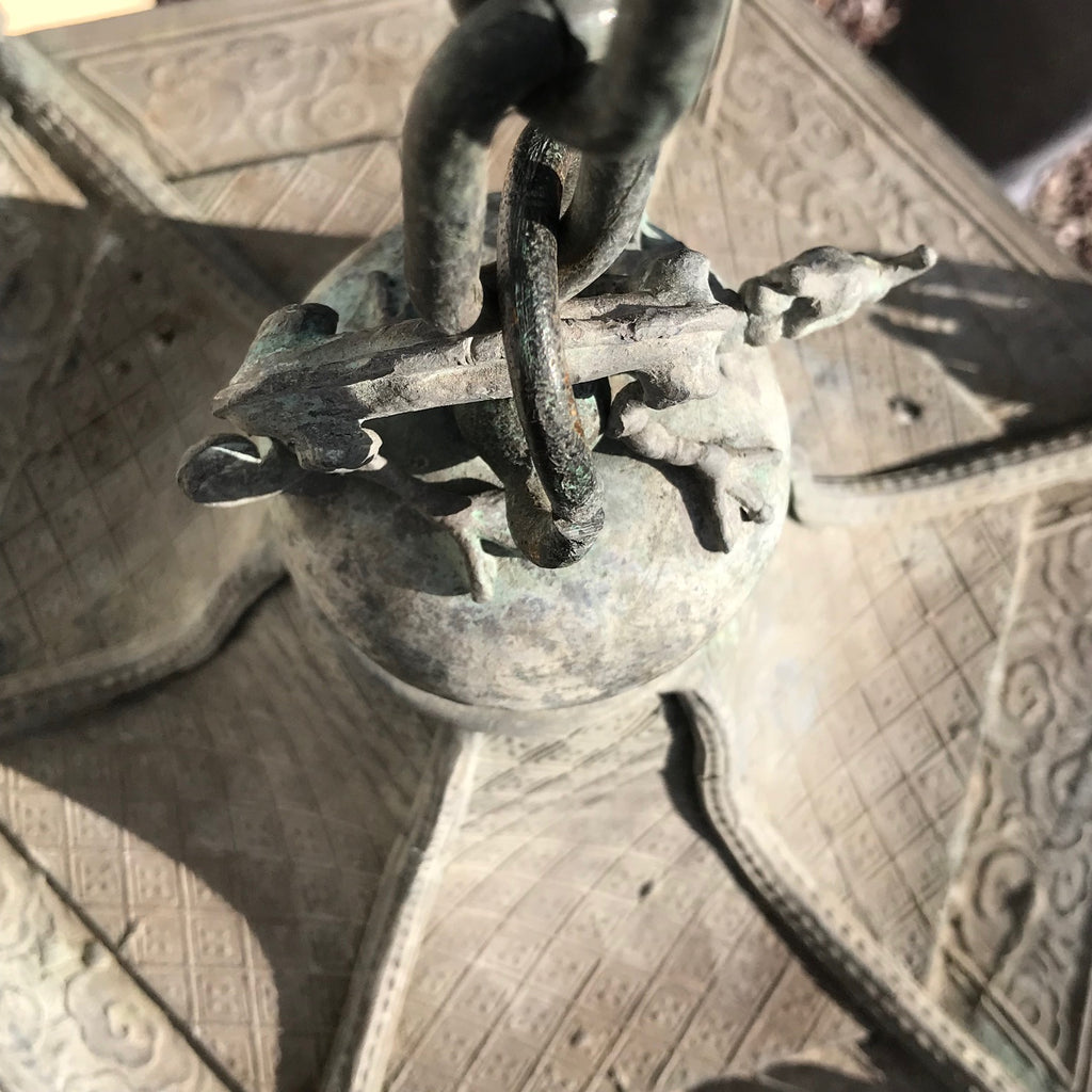 Japanese Bronze Pagoda Shaped Lantern - Top Detail - 4