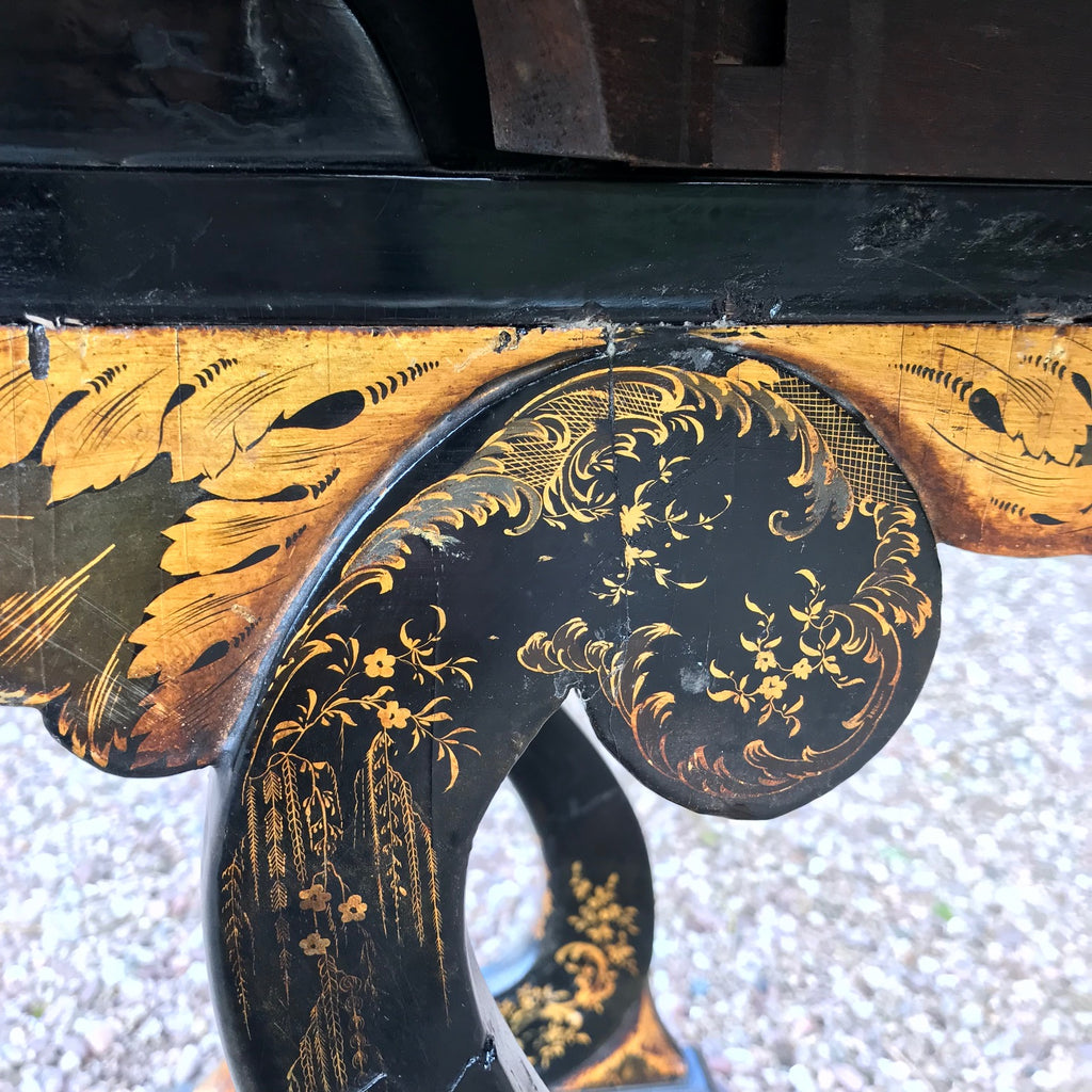 19th Century Japanned & Chinoiserie Painted Games Table