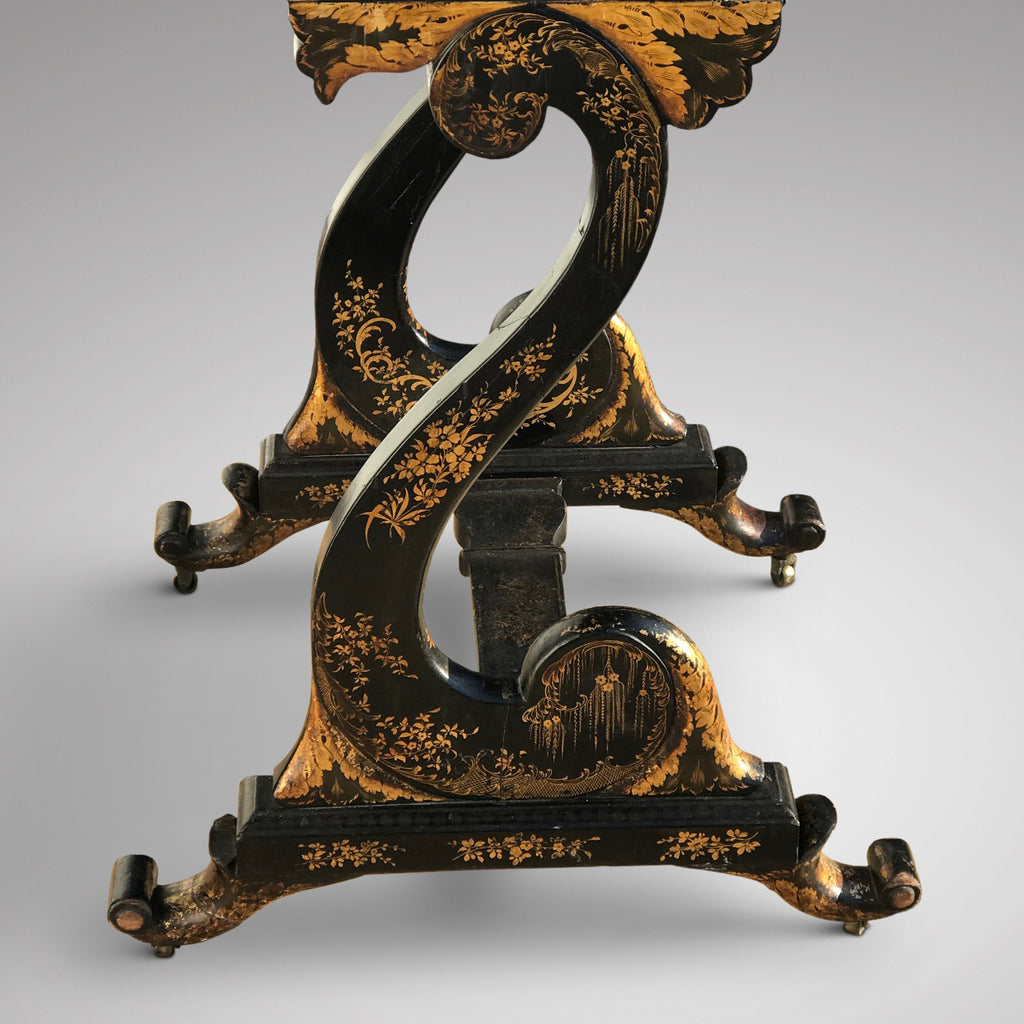 19th Century Japanned & Chinoiserie Painted Games Table