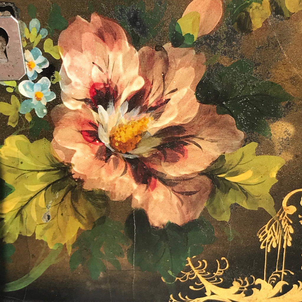 Victorian Serpentine Papier Mache Tea Caddy - Detail View - 8