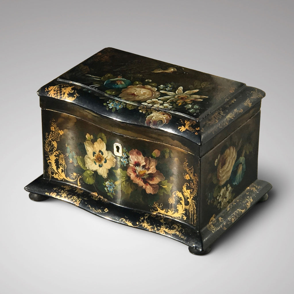 Victorian Serpentine Papier Mache Tea Caddy - Main View - 1