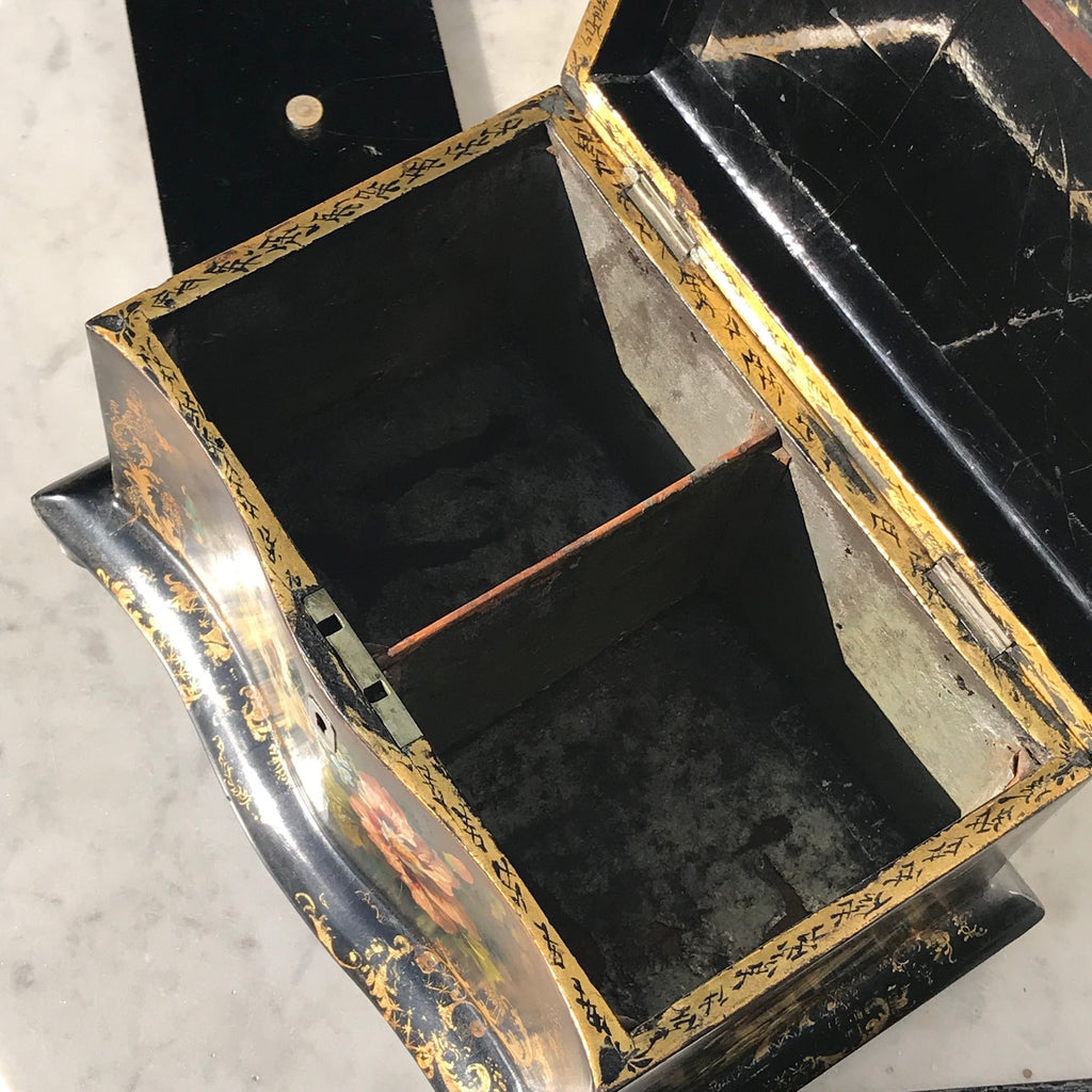 Victorian Serpentine Papier Mache Tea Caddy - Detail View - 6
