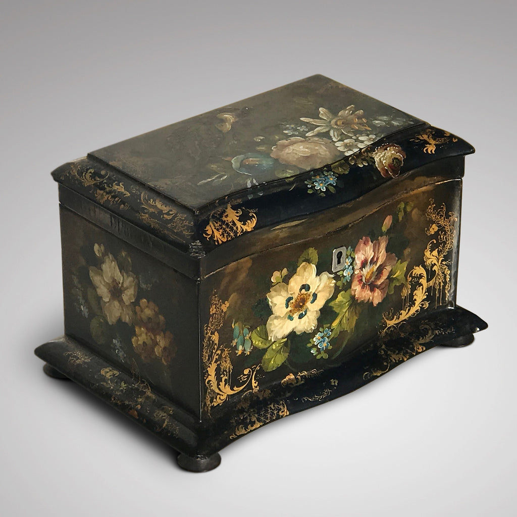 Victorian Serpentine Papier Mache Tea Caddy - Main View - 2