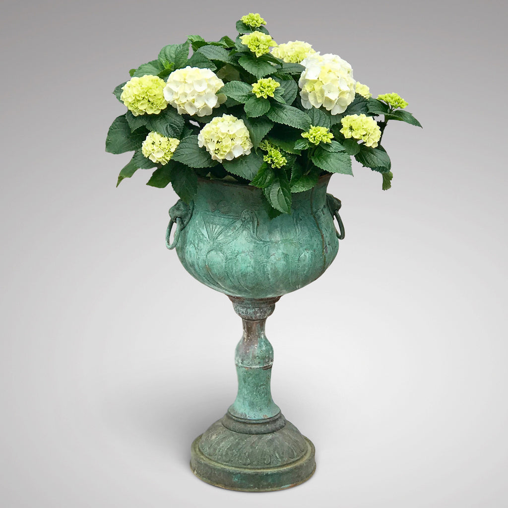 19th Century Verdigris Copper Jardiniere with Lion Mask Handles - Main View - 1