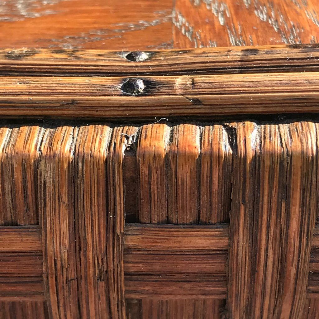 19th Century Rattan Lamp Table with Oak Parquet Top - Detail View - 3