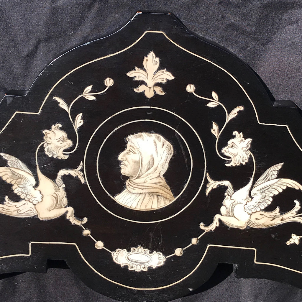 Antique Italian Ebonised & Inlaid Savonarola Chair