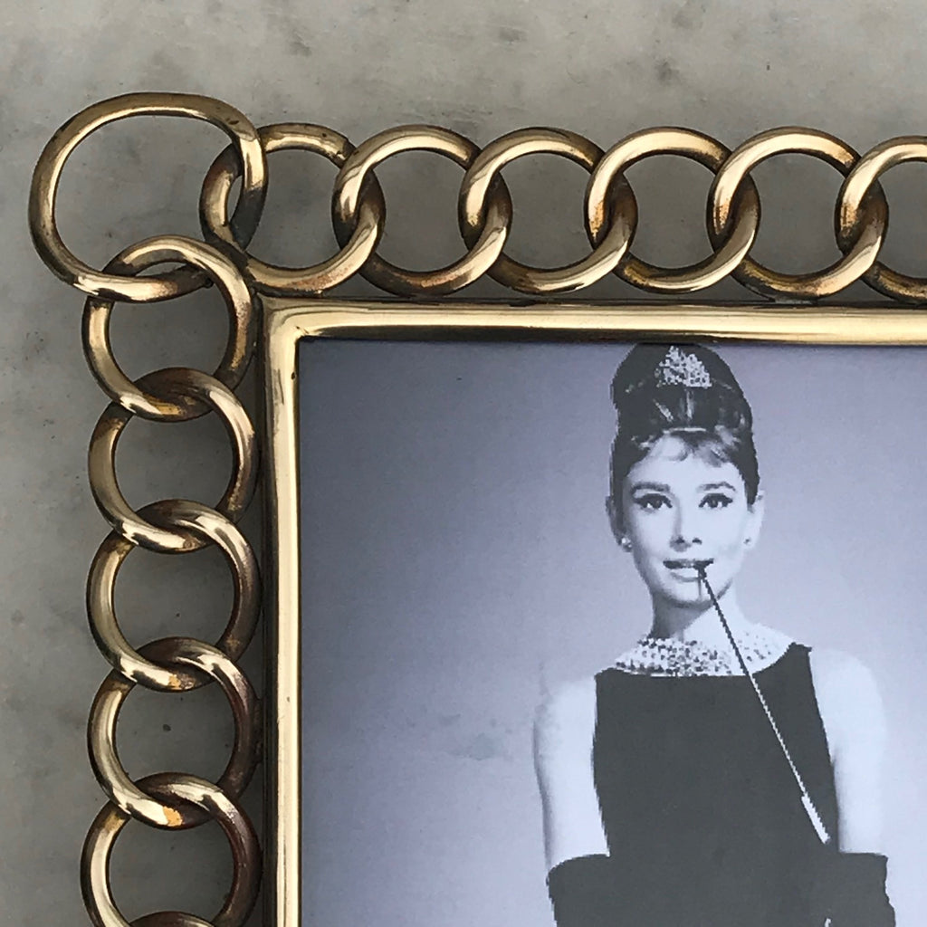 Victorian Brass Chain Link Photograph Frame - Detail View -2