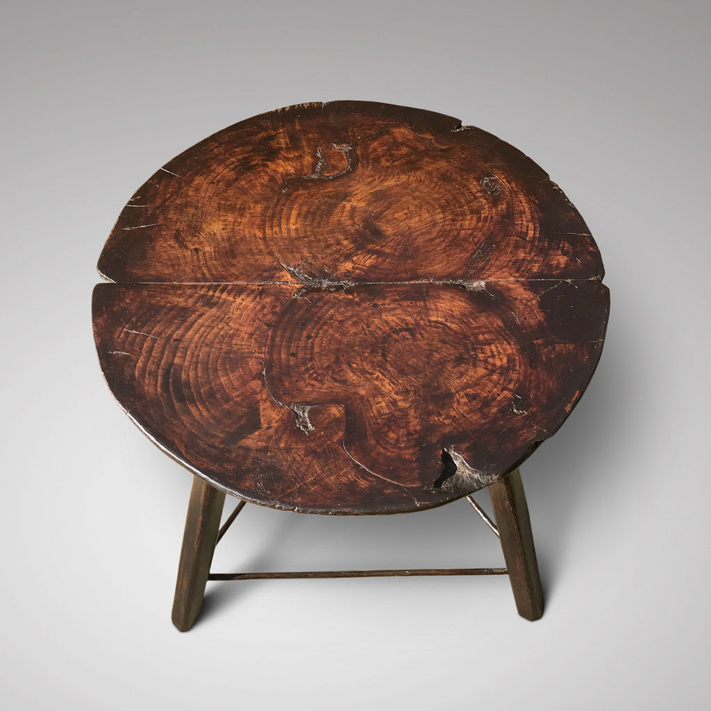 Early 19th Century Welsh Oak Cricket Table - Top View - 2
