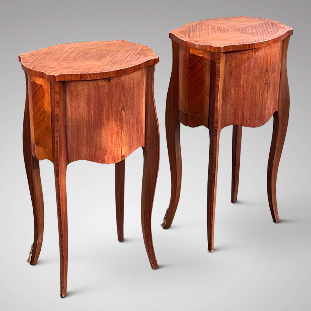 Pair of French Kingwood Bedside Tables - Back View - 3
