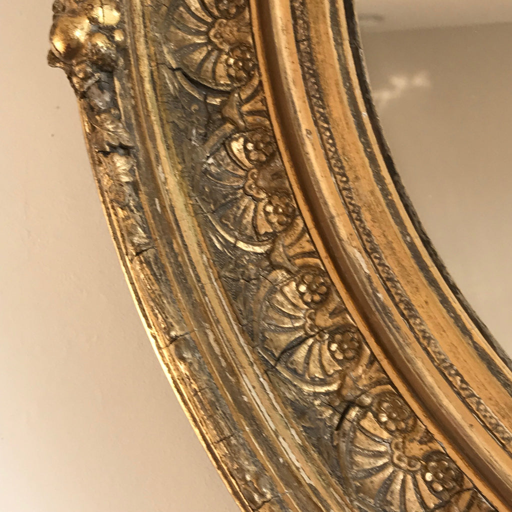 19th Century Oval Gilt Wood Mirror - Detail View - 4