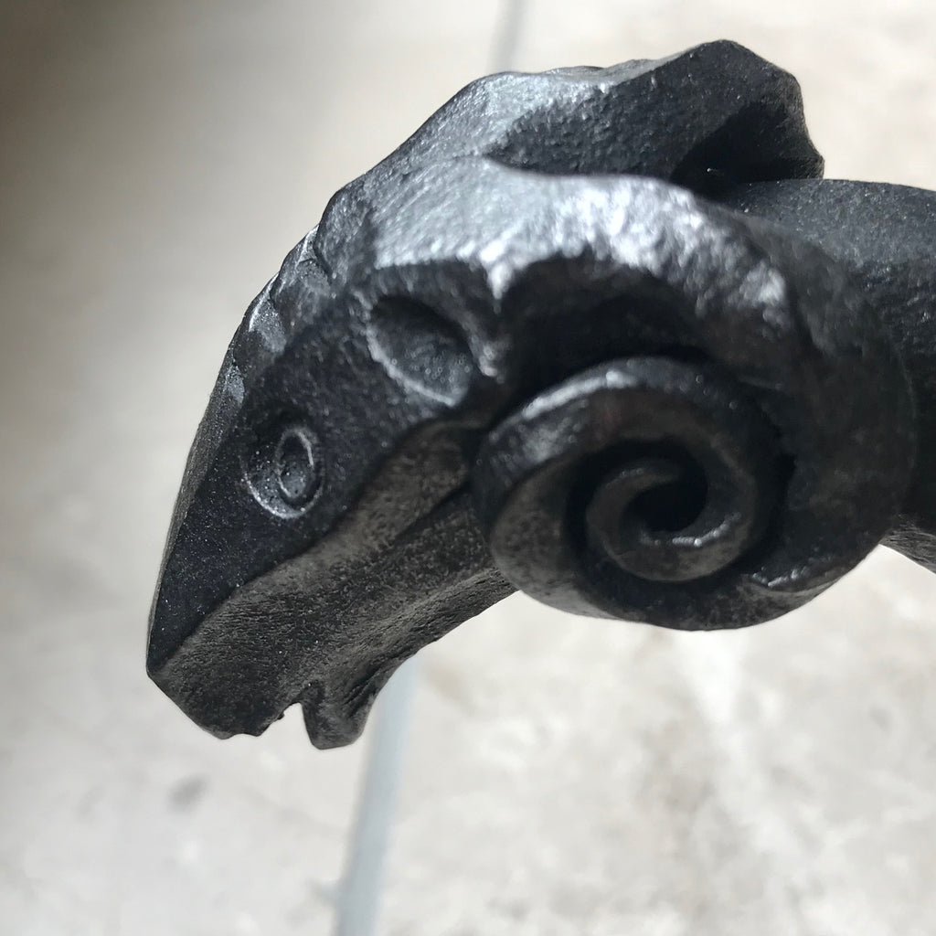 Wrought Iron Chandelier with Rams Head Detailing - Detail View - 2