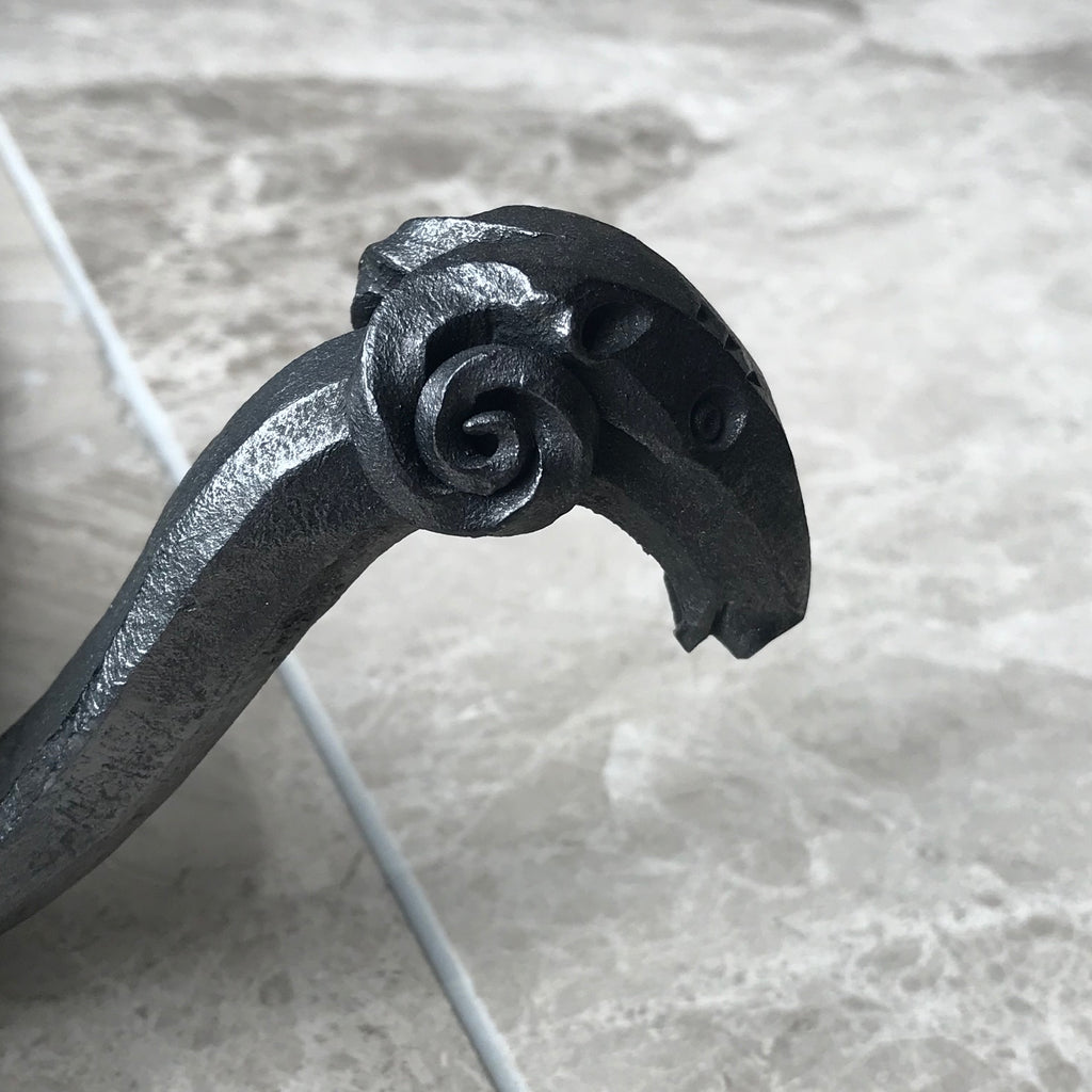 Wrought Iron Chandelier with Rams Head Detailing - Detail View - 3