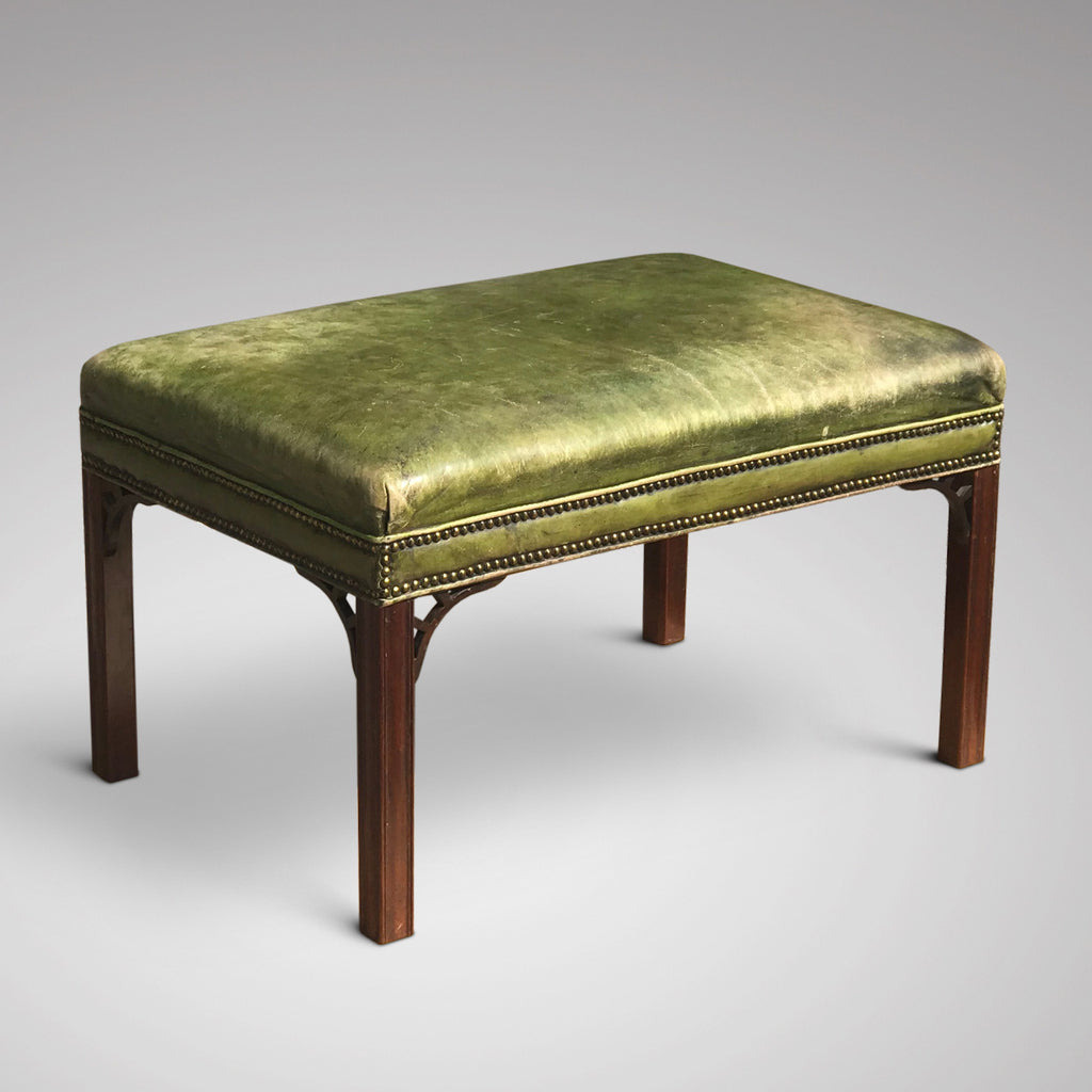 Large Georgian Style Mahogany Leather Covered Stool - Main View - 2