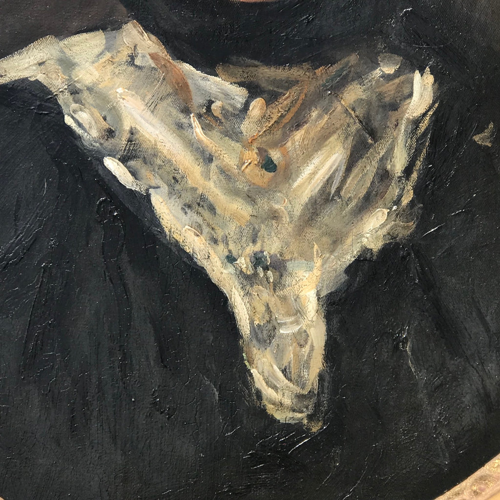 Oil Portrait of a Lady in a Ribboned Hat, Circle of Sir John Lavery RA - Detailed View - 5