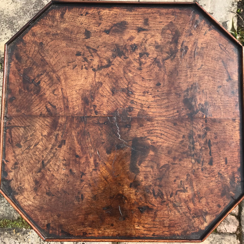 George II Octagonal Oak & Fruitwood Pillar Table - Top View - 2