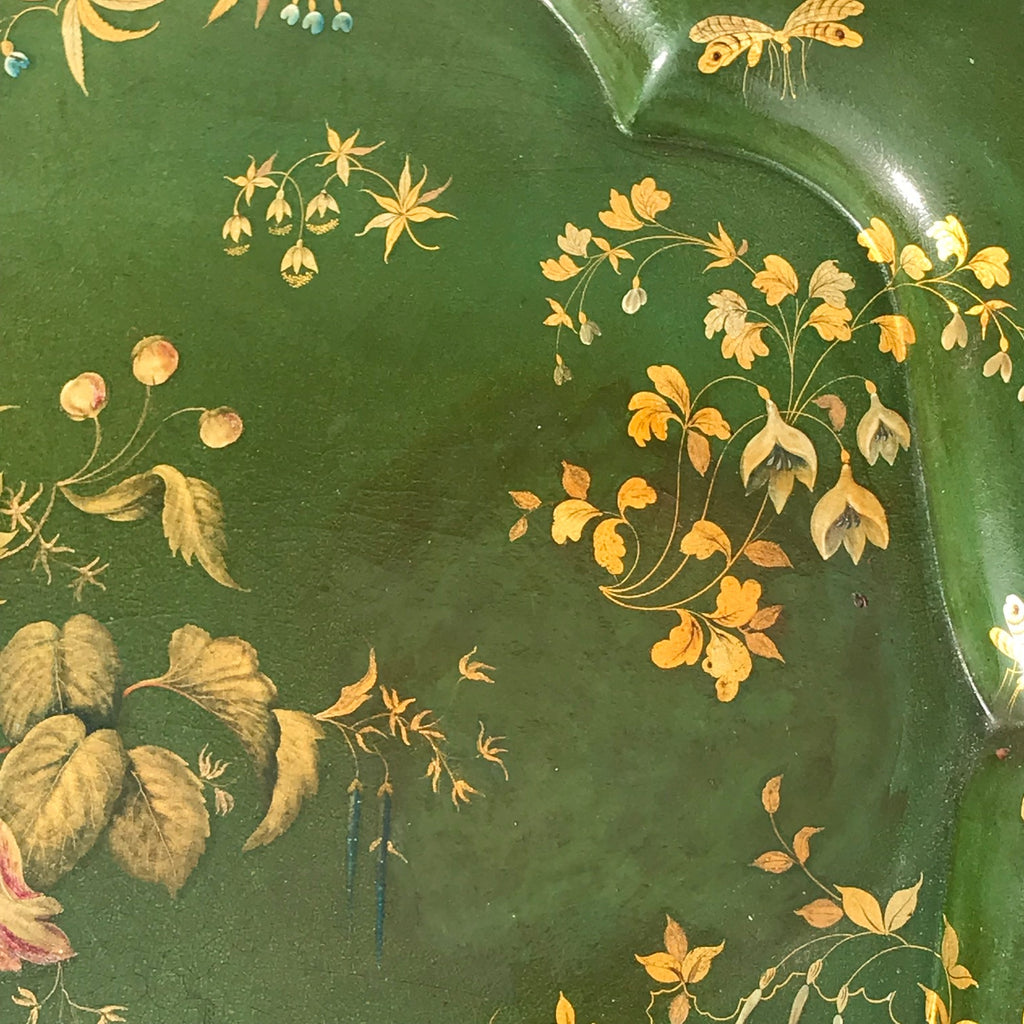 Victorian Green Papier Mache Tray - Detail View - 2
