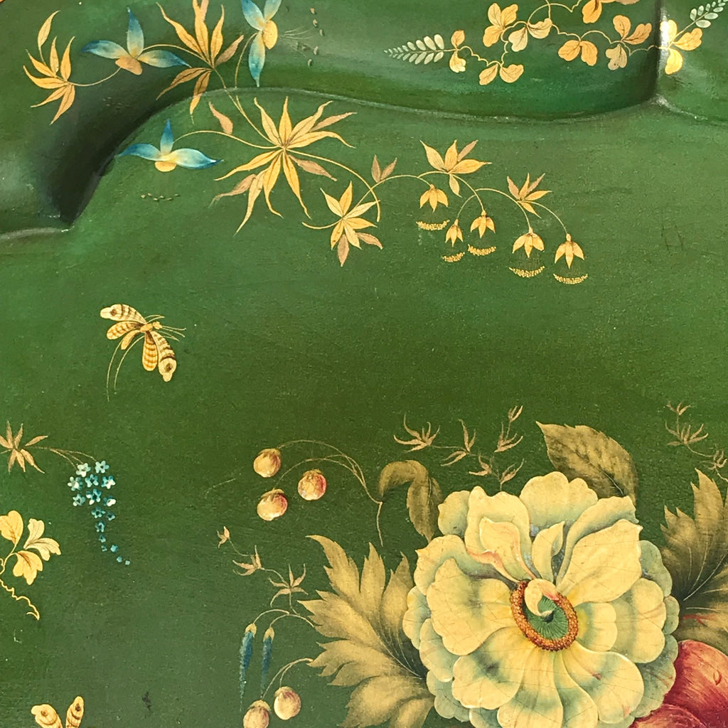 Victorian Green Papier Mache Tray - Detail View - 4