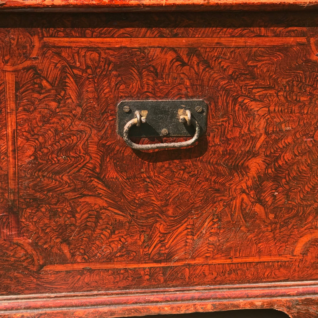 Victorian Red Scumble Painted Blanket Box - Side View - 3