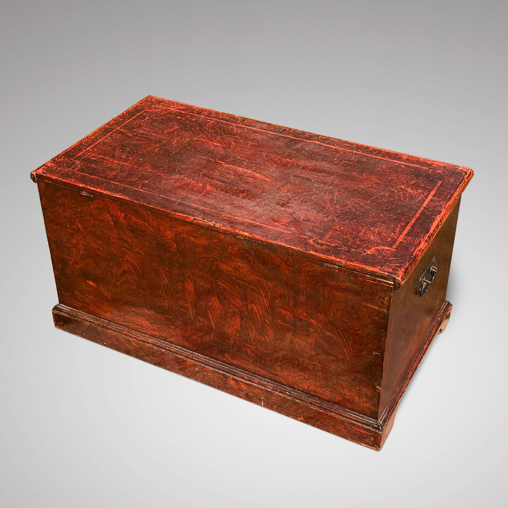 Victorian Red Scumble Painted Blanket Box - Back View - 2