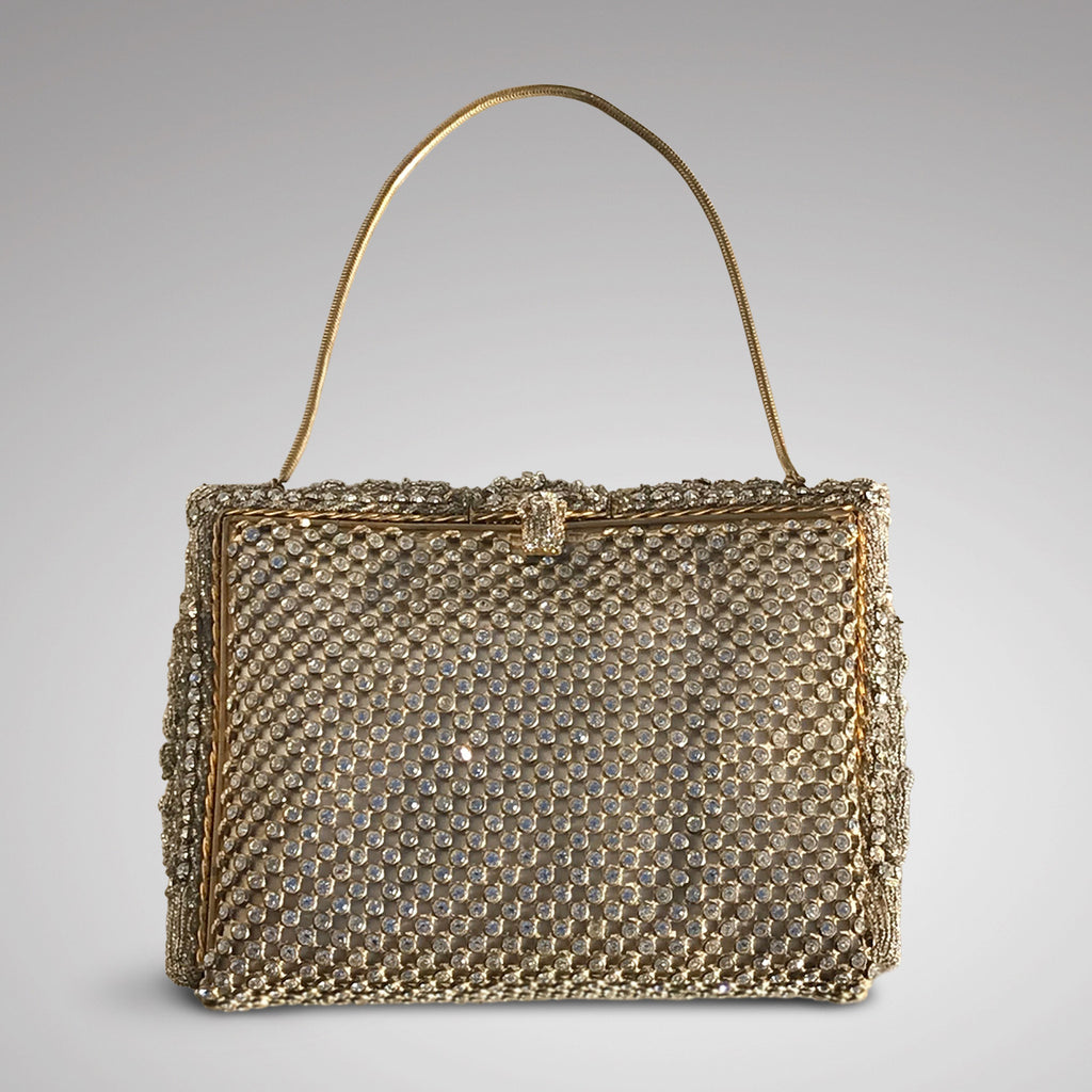 1950's French Diamante Evening Bag Compact
