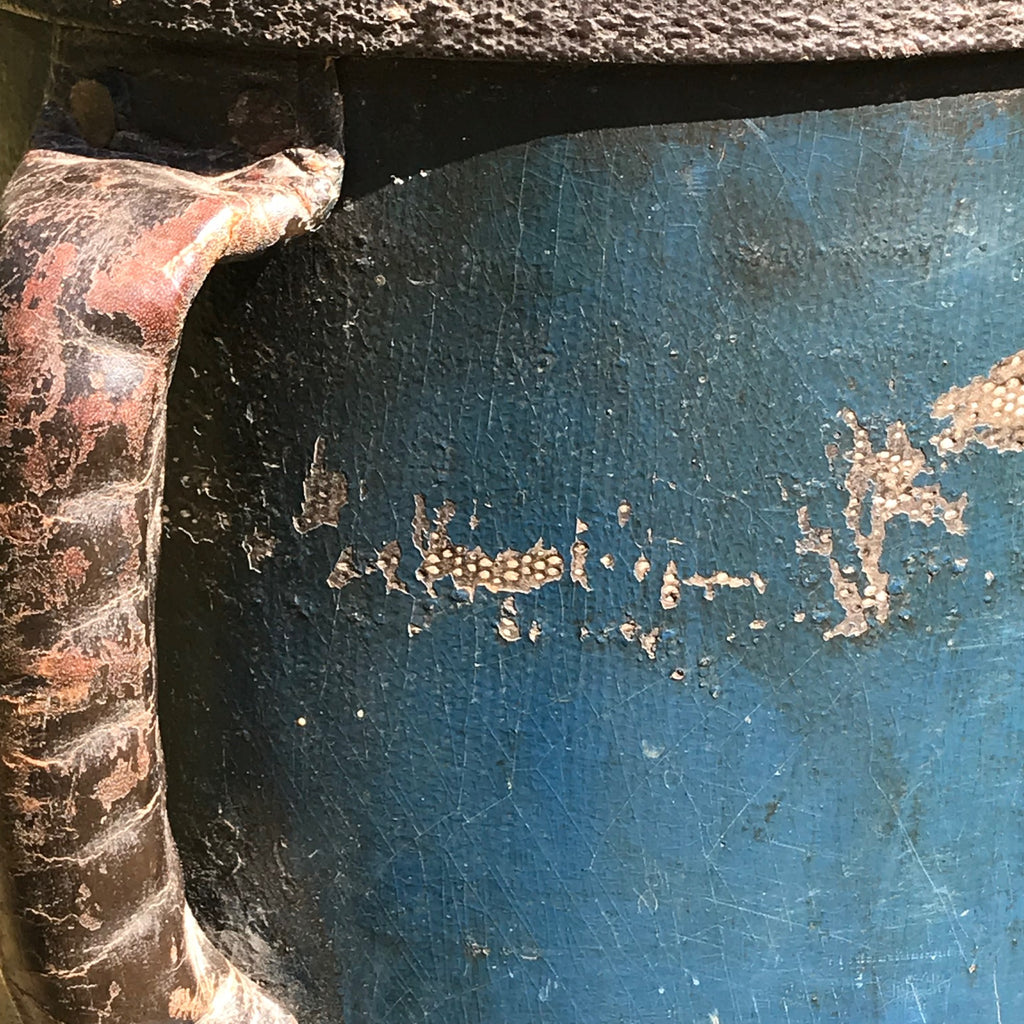 19th Century Blue Leather Stick Stand with Coat of Arms - Handle View - 3