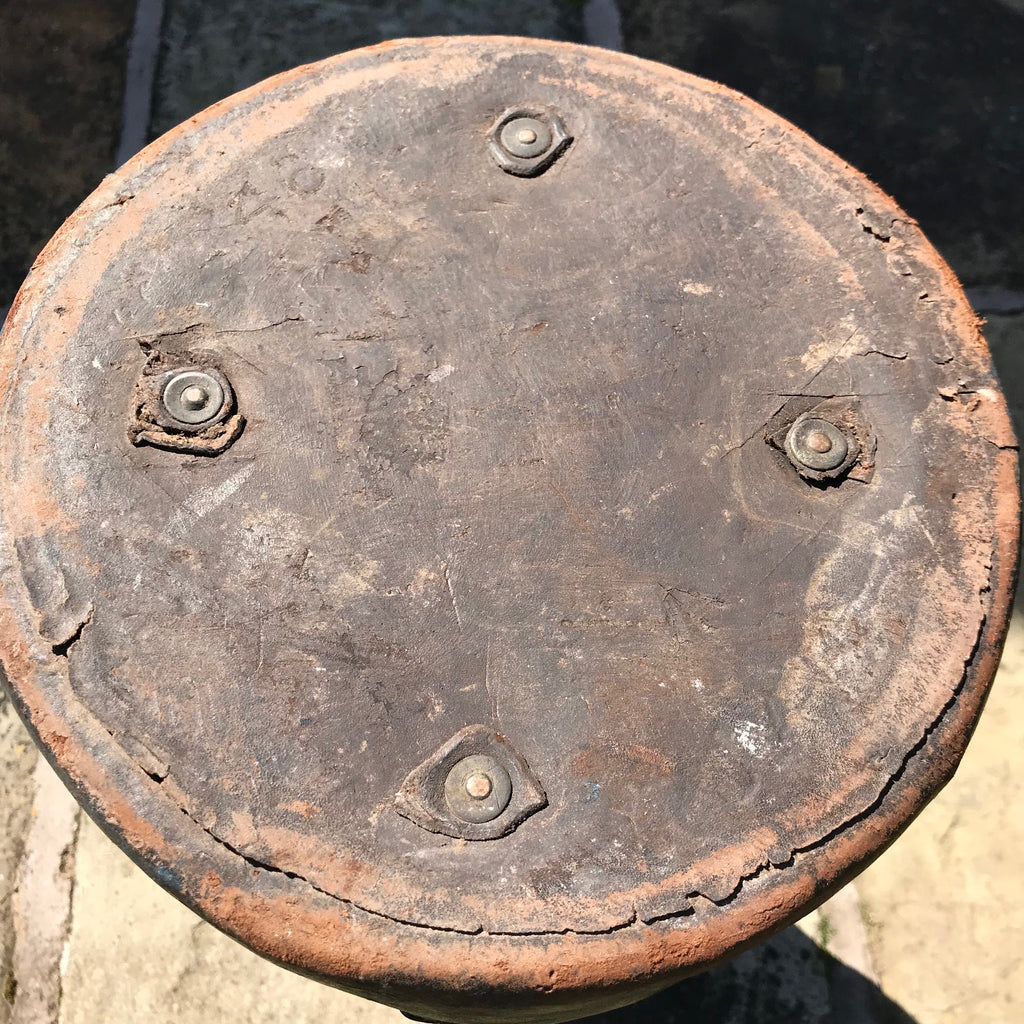 19th Century Blue Leather Stick Stand with Coat of Arms - Base View - 5