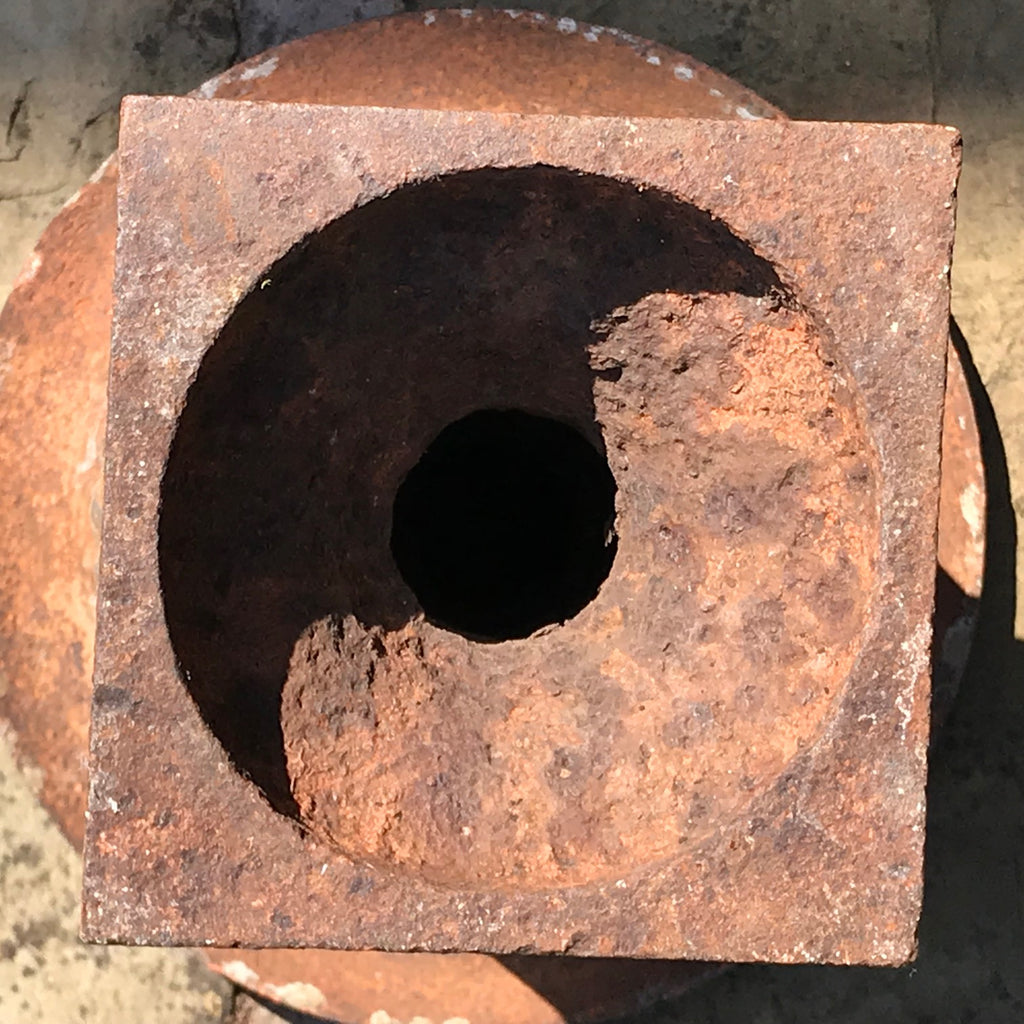 Trio of 19th Century Cast Iron Urns - Underside View - 5