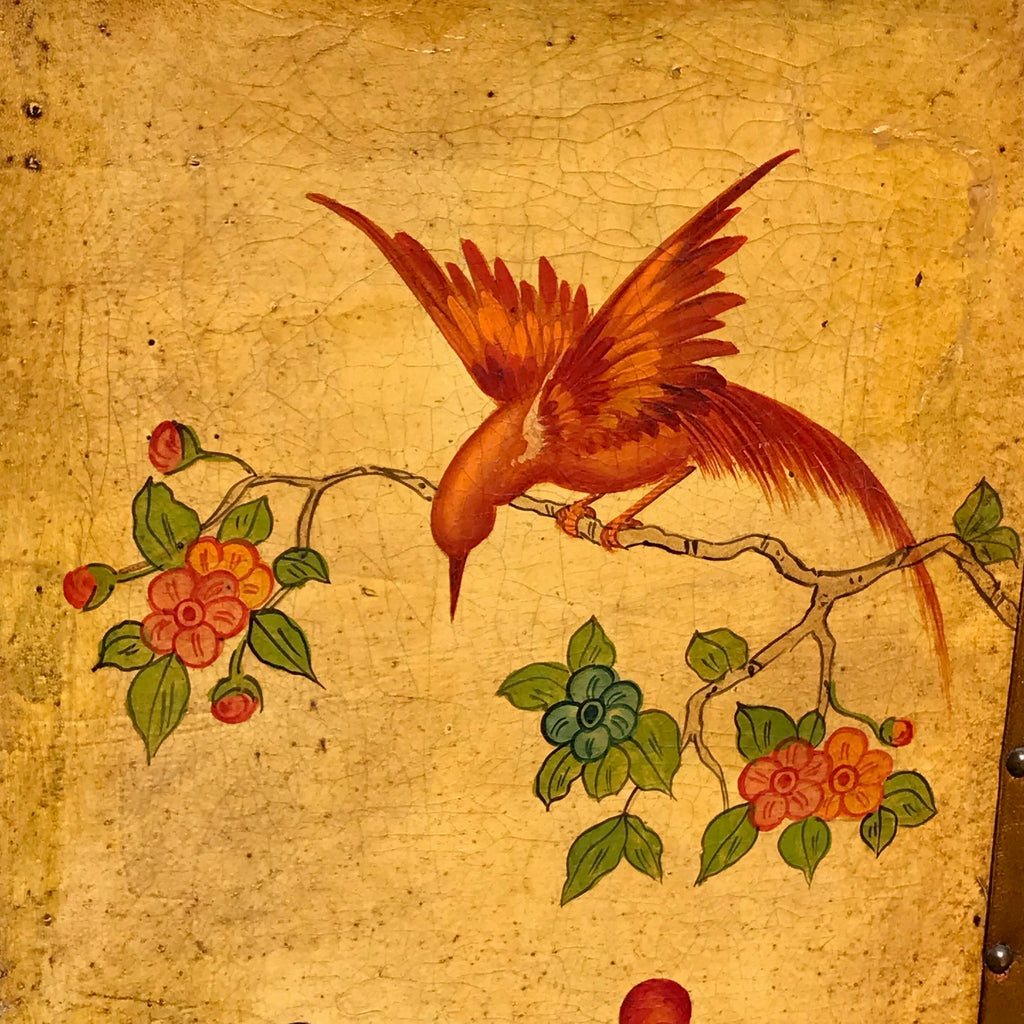 19th Century Painted Leather Screen - Detail View - 6