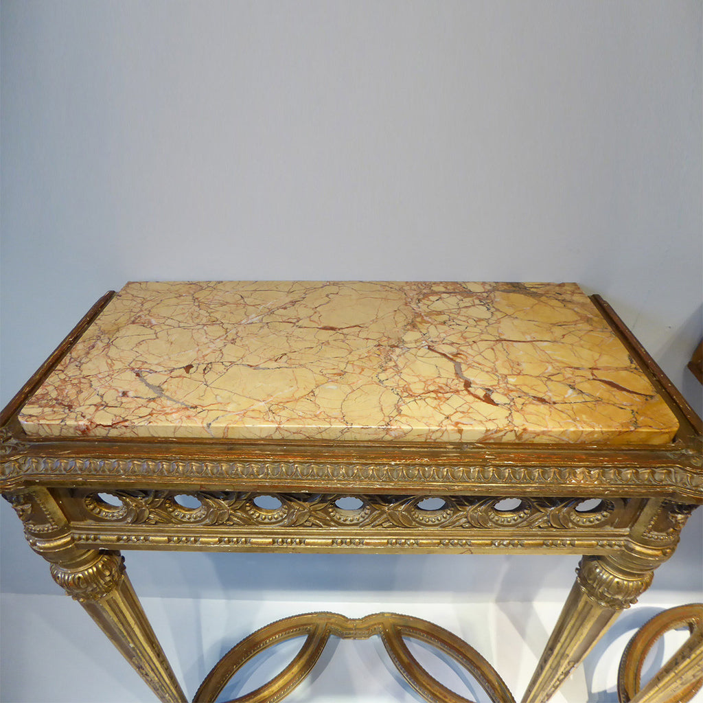 Pair of Antique Giltwood Tables - Top Detail view - 4