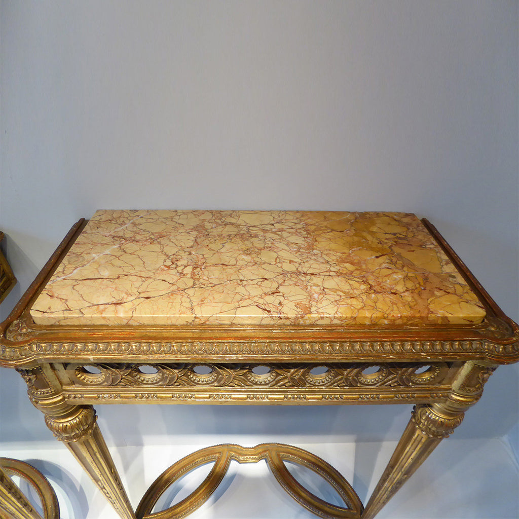 Pair of Antique Giltwood Tables - Top Detail View- 5
