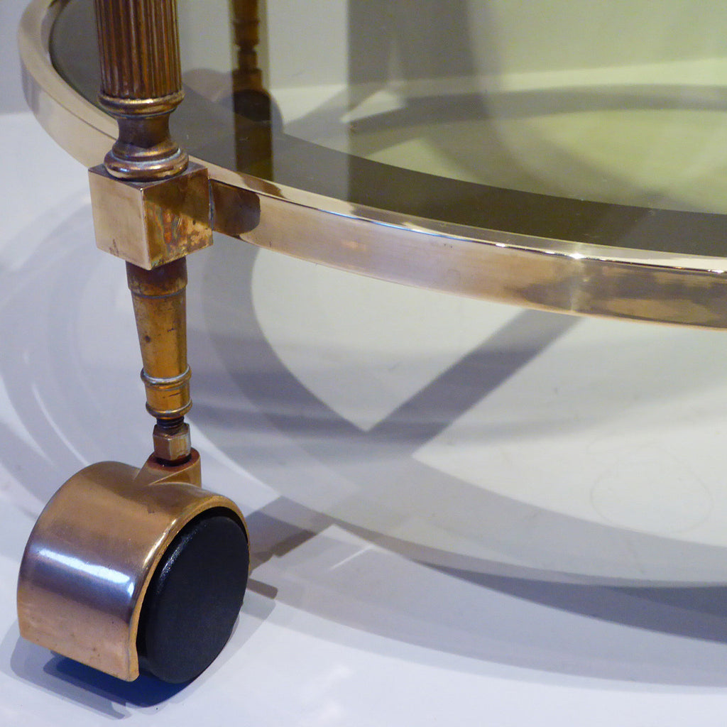 Vintage Brass Drinks Trolley/Bar Cart - Detail View