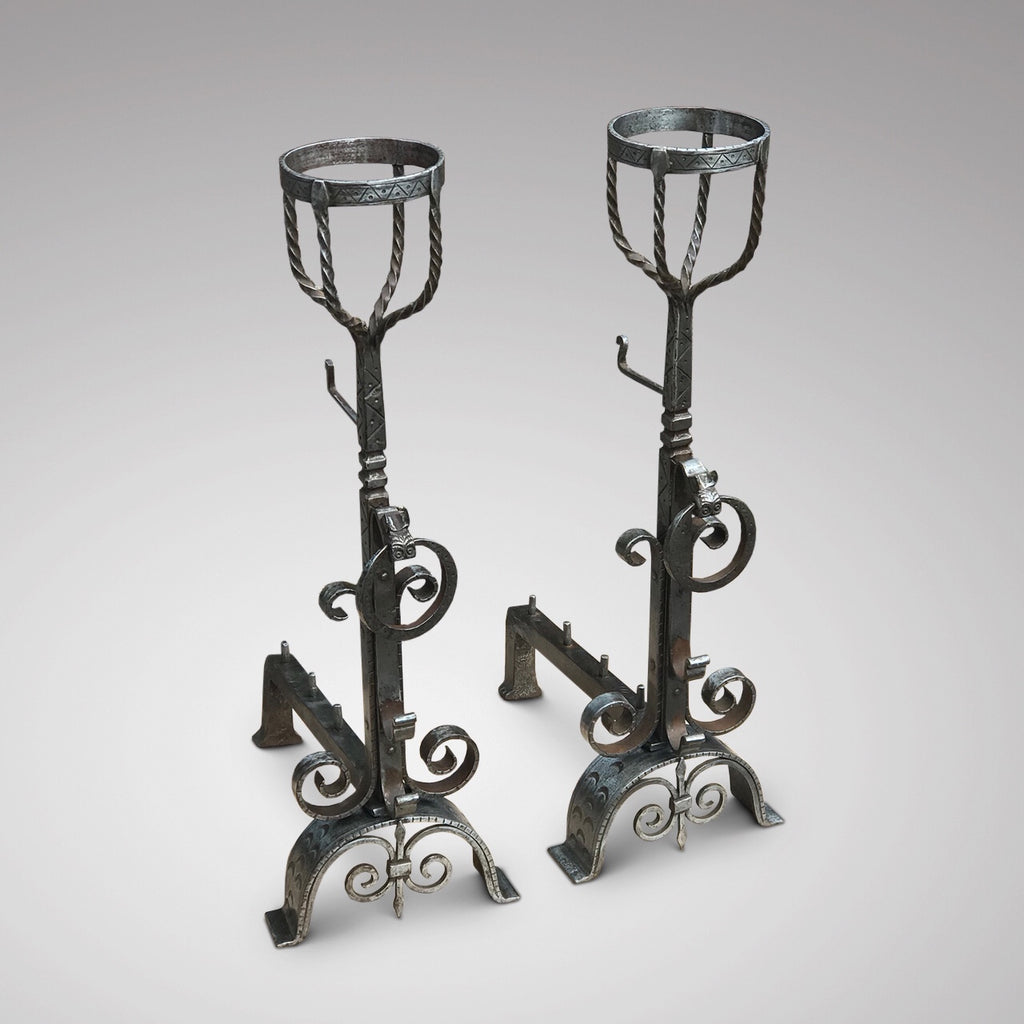 An Enormous Pair of French  Iron Fire Dogs - Main View - 1