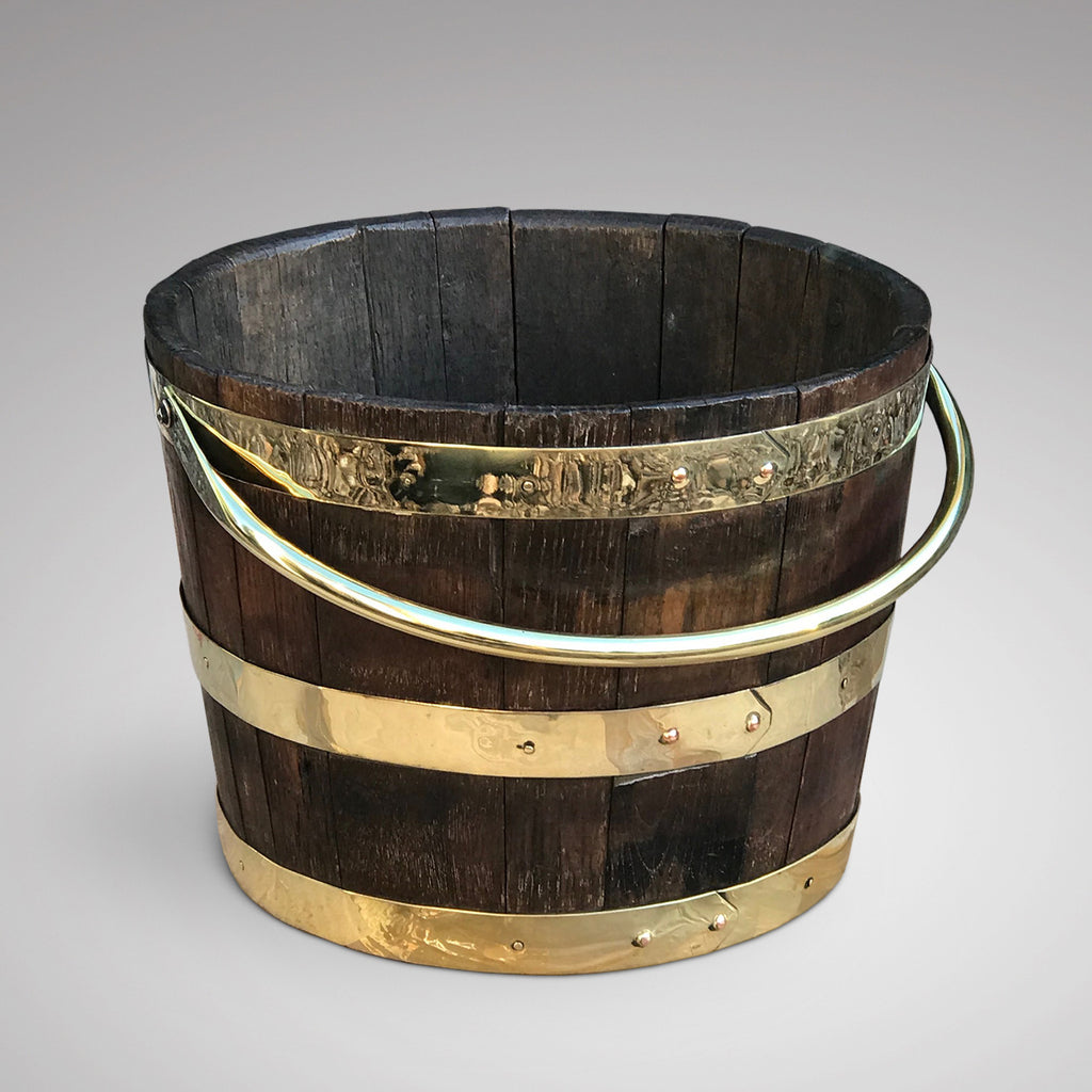 Antique English Oak Coopered Barrel - Main View - 2
